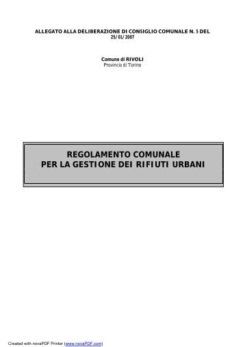 regolamento comunale per la gestione dei rifiuti ... - Comune di Rivoli