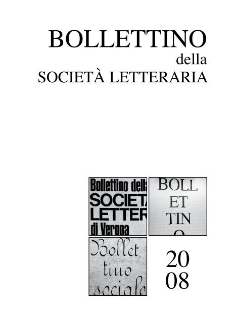 Bollettino 2008 - Società Letteraria di Verona