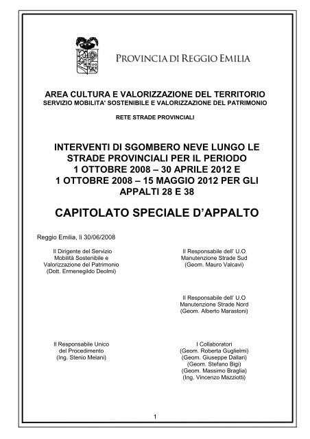 CAPITOLATO SPECIALE D'APPALTO - Provincia di Reggio Emilia