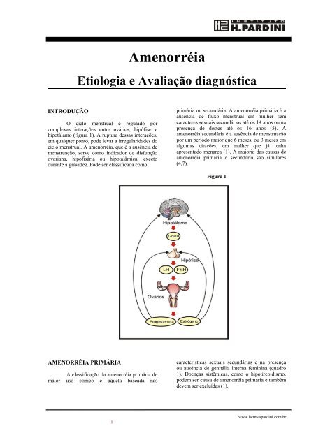 Amenorréia - etiologia e avaliação diagnóstica - Inlab