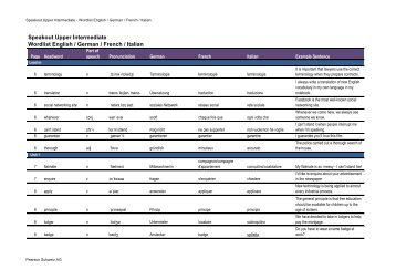 Speakout Upper Intermediate Wordlist English / German / French ...