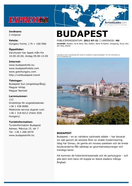 Om Budapest: Guide av tidningen Expressen [PDF] - Relax Resor