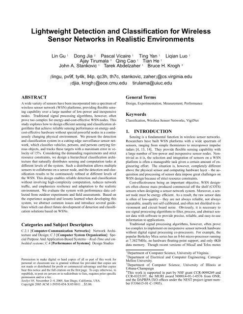 Lightweight Detection and Classification for Wireless Sensor ...