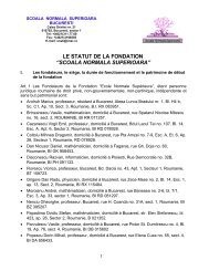 le statut de la fondation “scoala normala superioara” - IMAR