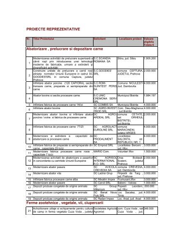 Lista de proiecte