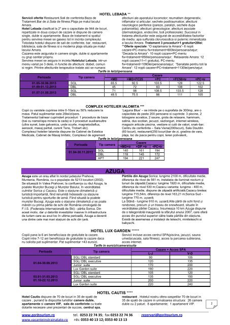 Statiuni de munte si balneoclimaterice 2013 - in ... - Gorj Tourism