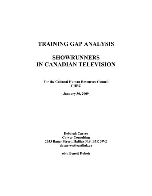 Showrunners - Training Gaps Analysis - Cultural Human Resources ...