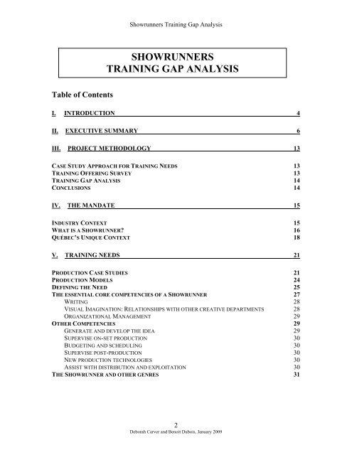 Showrunners - Training Gaps Analysis - Cultural Human Resources ...