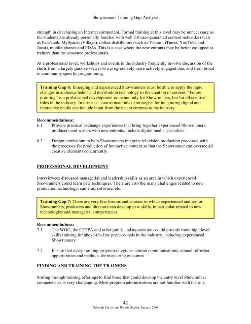 Showrunners - Training Gaps Analysis - Cultural Human Resources ...