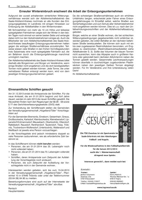 Gemeinsames Informationsblatt der Mitgliedsgemeinden der ...