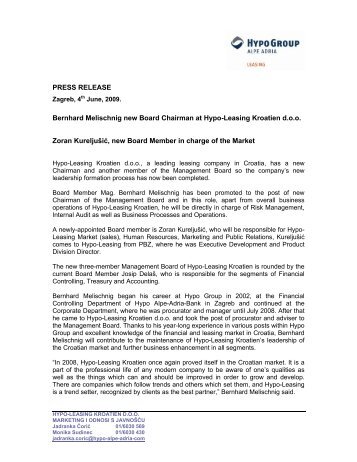 PRESS RELEASE Bernhard Melischnig new Board Chairman at ...