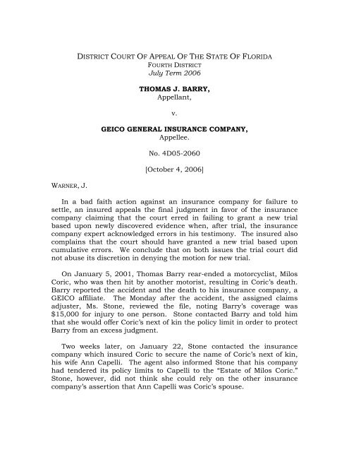 How Long Does It Take Geico To Send Settlement Check >> 4d05 2060 Barry V Geico General Insurance Company How Long Does It Take Geico To Send Settlement Check >> 4d05 2060 Barry V Geico General Insurance Company