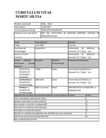 C.V. Martu Silvia - Gr.T. Popa