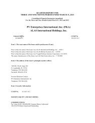 PV Enterprises International, Inc. (FKA) ALAS International Holdings, Inc.