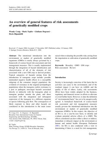 An overview of general features of risk assessments of ... - Ogm