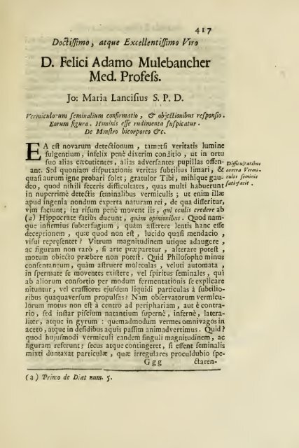 Istoria della generazione dell'uomo, e degli animali, se sia da ...