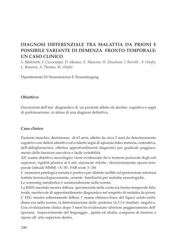 diagnosi differenziale tra malattia da prioni e possibile ... - Limpe