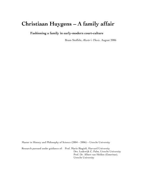 Christiaan Huygens – A family affair - Proeven van Vroeger