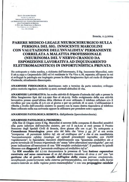 Parere Medico Legale per valutazione di invalidità permanente ...