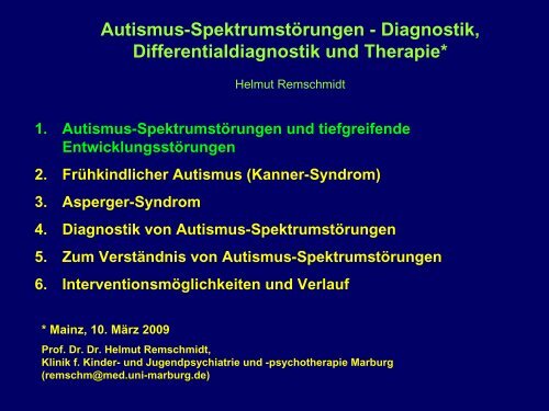Autismus-Spektrumstörungen - Diagnostik, Differentialdiagnostik ...