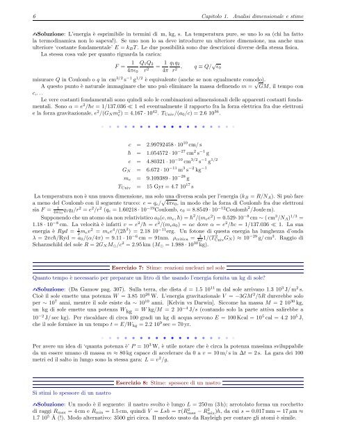 Esercizi - Dipartimento di Fisica