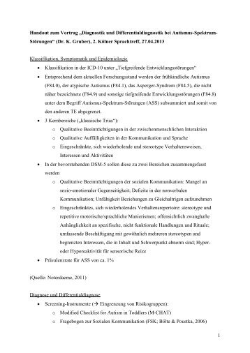 Handout zum Vortrag „Diagnostik und Differentialdiagnostik bei ...