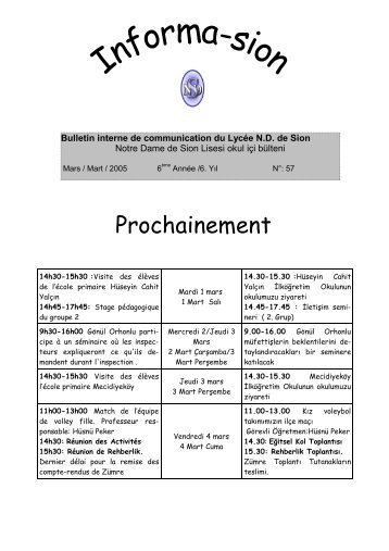 Informa-sion - Notre Dame de Sion Fransız Lisesi