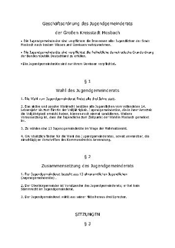 Geschäftsordnung des Jugendgemeinderats der Großen Kreisstadt ...