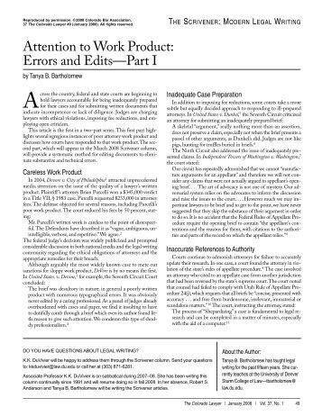 Attention to Work Product: Errors and Edits—Part I - Sturm College of ...