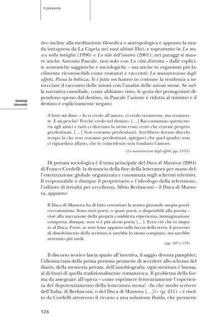 I nuovi assetti della narrativa italiana (1996-2006) - Allegoria