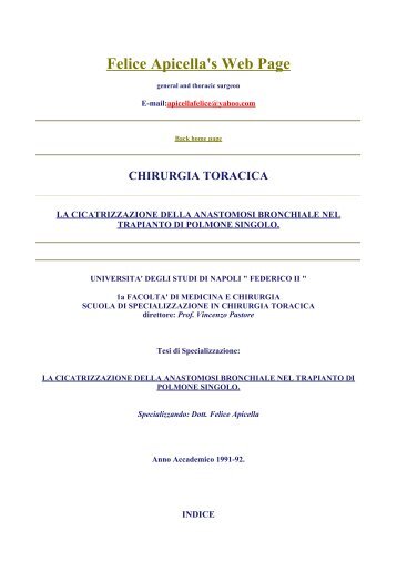 La cicatrizzazione della anastomosi bronchiale nel ... - Apicella, Felice