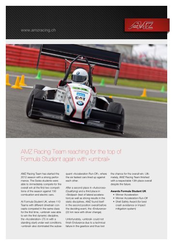 AMZ Racing Team reaching for the top of Formula Student again with