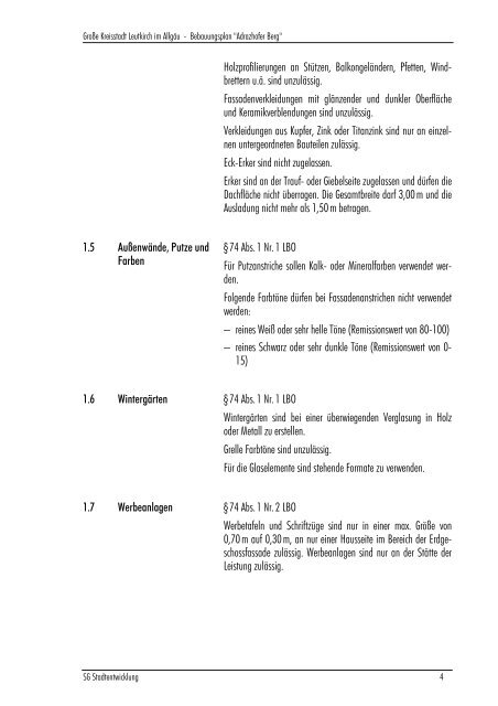 Bebauungsplan Adrazhofer Berg / Örtliche Bauvorschriften - Leutkirch