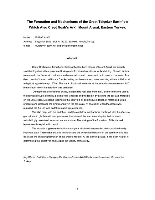 The Formation and Mechanics of the Great Telceker Earth Flow