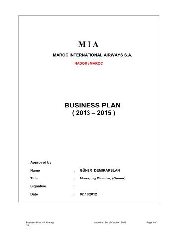 Business Plan MIA Airways