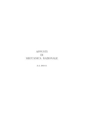 appunti di meccanica razionale - Metodi e Modelli matematici per le ...