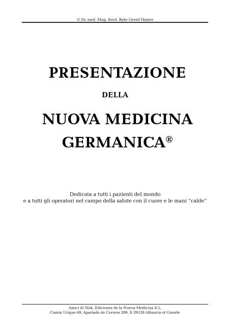 PRESENTAZIONE NUOVA MEDICINA GERMANICA® - MEDNAT.org