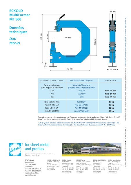 Depliant MultiFormer MF 500 - Eckold