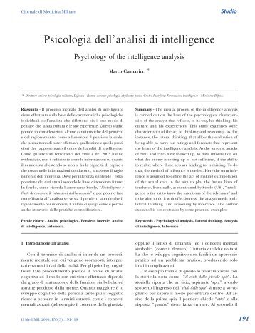 Psicologia dell'analisi di intelligence - Marco Cannavicci