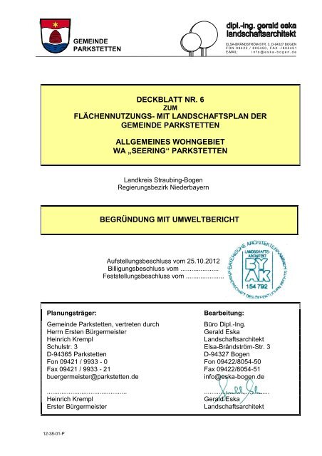 deckblatt nr. 6 flächennutzungs- mit landschaftsplan der gemeinde ...