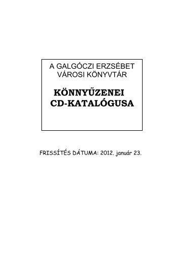 KÖNNYŰZENEI CD-KATALÓGUSA