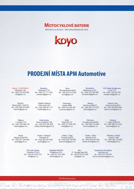 Katalog motobaterií Koyo - APM Automotive