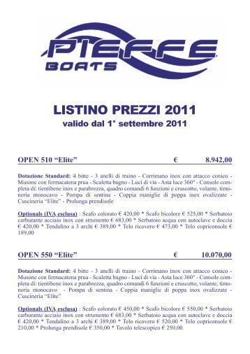 LISTINO PREZZI 2011 - Pieffe Boats