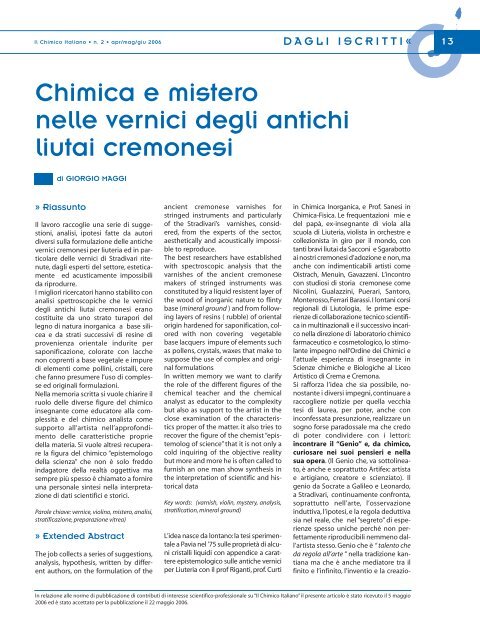 Il Chimico Italiano - Consiglio Nazionale dei Chimici