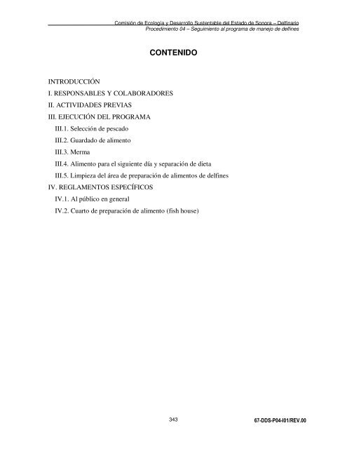 Manual de Procedimientos Dirección General del Delfinario