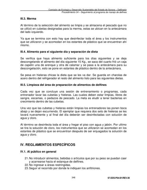 Manual de Procedimientos Dirección General del Delfinario