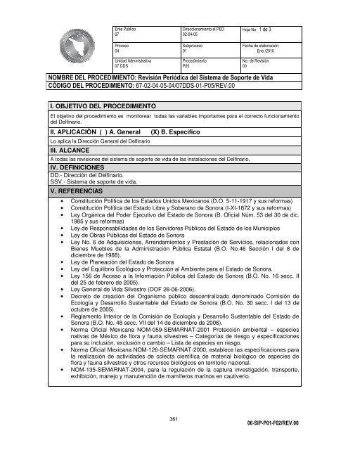 Manual de Procedimientos Dirección General del Delfinario