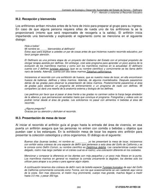 Manual de Procedimientos Dirección General del Delfinario