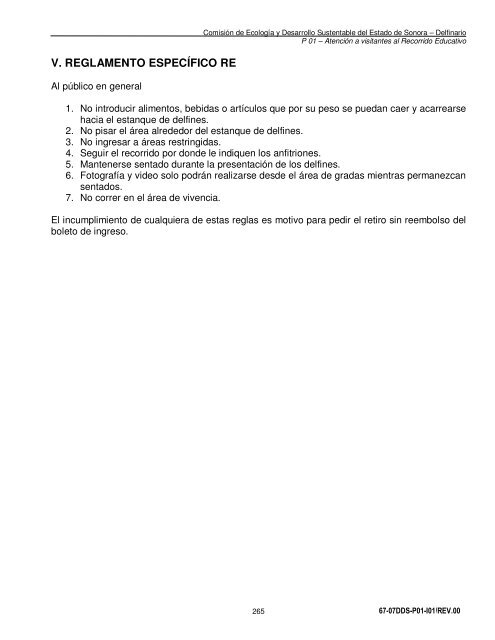 Manual de Procedimientos Dirección General del Delfinario