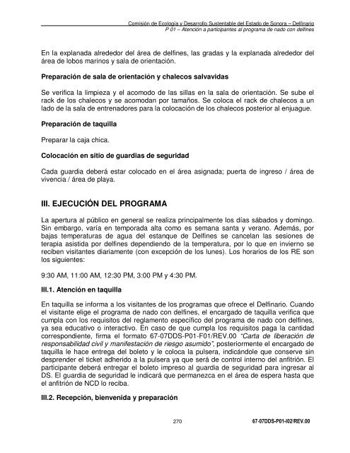 Manual de Procedimientos Dirección General del Delfinario